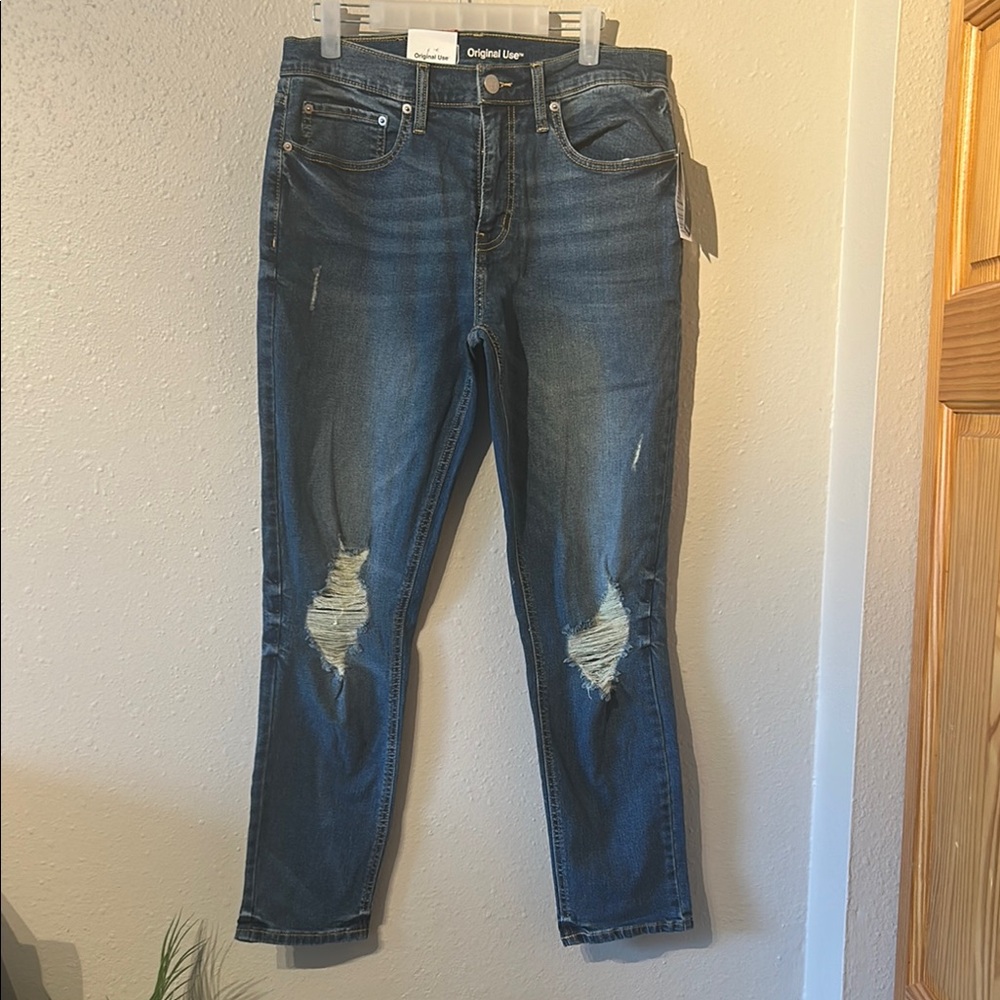 NWT Mens Original Use Distressed Blue Jeans